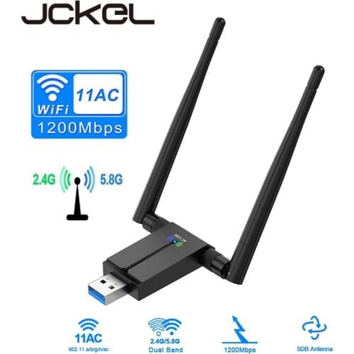 JCKEL NEW 1200Mbps Dual Band Wireless Lan USB WiFi adapter 8812BU Wi-Fi Ethernet Receiver Antenna Dongle 2.4G 5G for Pc Windows