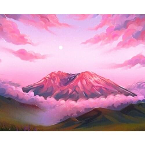 Painting By Numbers DIY Dropshipping 50x65 60x75cm Red starry sky volcano Scenery Canvas Wedding Decoration Art picture Gift