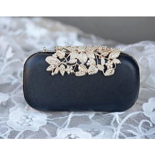 19*10cm Classic Banquet Clutch Bag Leaf Box Bag Hardware Dinner Handbag Cosmetic Accessories Clutches Plastic black Purse Frame