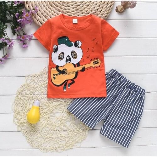 Baby Panda Style Clothing Set Summer Boys Cute Cloes Fashion Cotton T-shirt+shorts 2pcs Bebes Outfits