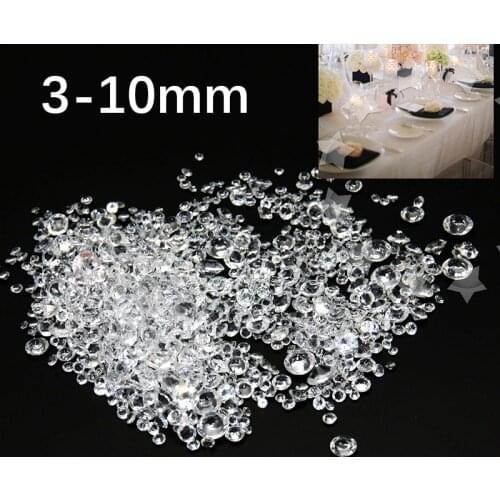 Hot ！1000pcs 3-10mm Mixed Transparent Acrylic Crystal Diamond Wedding Party Creativity DIY Household Decoration