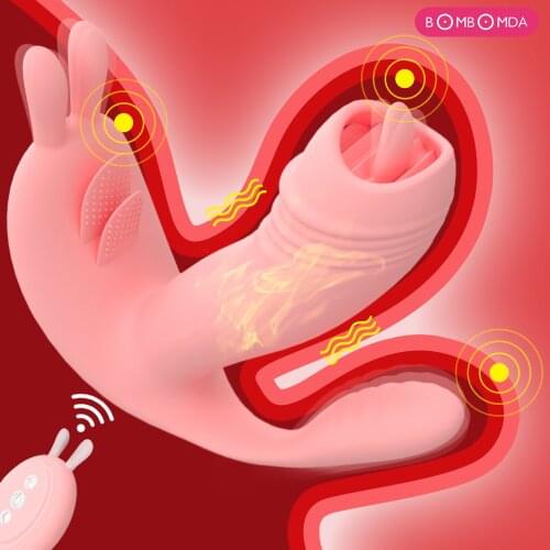 Masturbator Pussy Dildo Vibrating Panties 10 Speed Tongue Licking Wireless Remote G spot Vibrator faloimitator Women Sex Toys