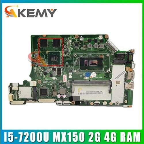 C5V01 LA-E892P For ACER A515-51G A615-51G A315-53G Laptop Motherboard W/ I5-7200U N16S-GTR-S-A2 MX150 2G 4G RAM DDR4 Mainboard