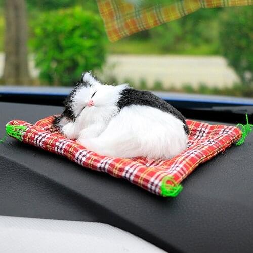 Cute Simulation Sleeping Cats Decoration Automobiles Lovely Plush Kittens Doll Toy Children Car Ornaments Gifts Accessories