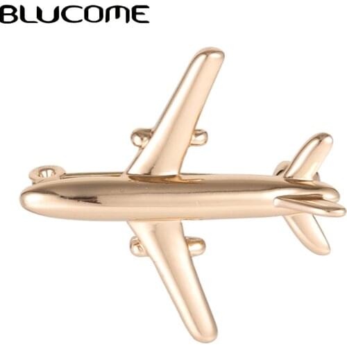 Blucome Fashion Plane Shape Brooch Badge Good Quality Metal Aircraft Sweater Corsage Women Men Brooches Lapel Decoration Gifts