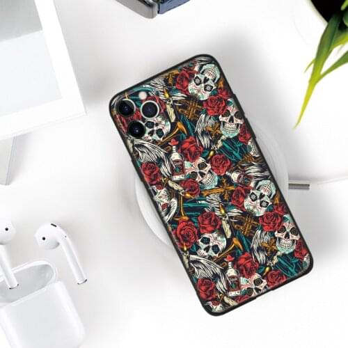 Colorful Day of the Dead Sugar Skull For iPhone se 6 6s 7 8 plus x xr xs 11 pro max soft silicone phone case cover shell