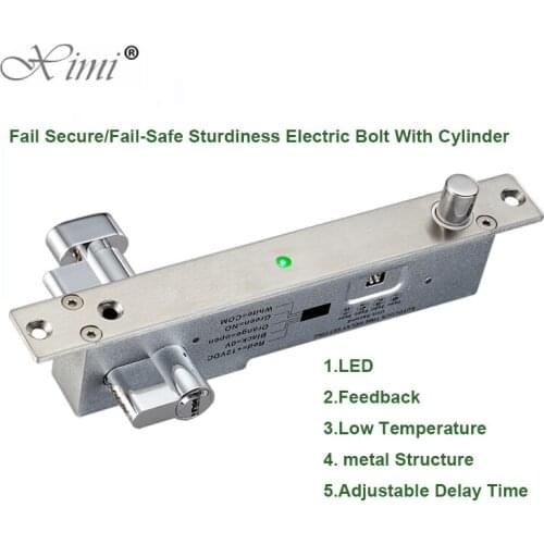 Fail Secure Fail Safe Electric Bolt With Cylinder Low Temperature Emergency Electric Lock System With European-Style Lock Core