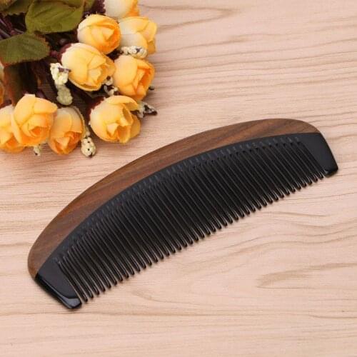 Drop Ship&Wholesale Natural Green Sandalwood Ox Horn Wood Comb Beard Makeup Tool Massage Hair Care Oct.18