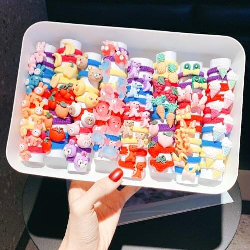 10PCS/Set Girls Cartoon Colorful Nylon Small Elastic Hair Bands Candy Color Rubber Bands For Kids Hair Accessories
