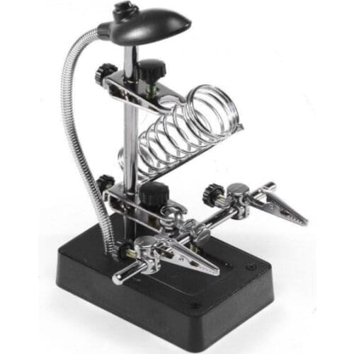 Welding magnifying glass 5 LED Light Auxiliary Clip loupe Magnifier 3 In1 Hand Soldering Solder Iron Stand Holder Station