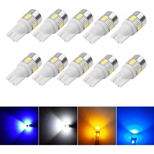 T10 W5W 168 194 5630 5730 6SMD T10 LED Wedge Light Side Bulb Replacement for Car Tail Light Parking Dome Door Light Yellow DC12V