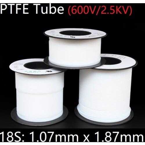 18S 1.07mm x 1.87mm PTFE Tube T eflon Insulated Rigid Capillary F4 Pipe High Temperature Resistant Transmit Hose 600V White