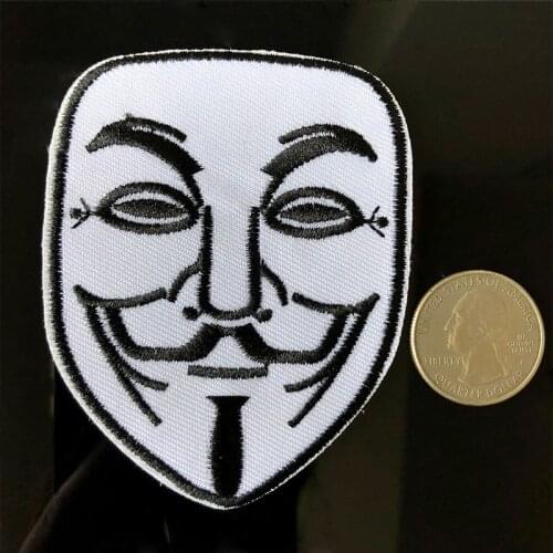 V for Vendetta Iron on Cloth Patch Evil Weird Face Mask Clothing Sticker Adhesive Embroidery Appliques DIY Sewing Accessories