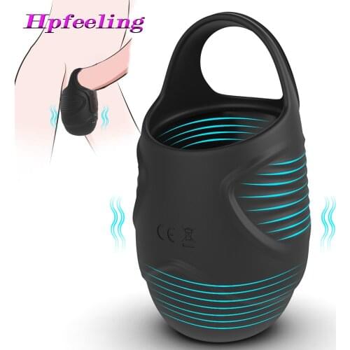 Vibrating Penis Massager Ring Sex Toys for Men Scrotum Bind Male Chastity Cage Delay Ejaculation Testicle Bondage Vibrators