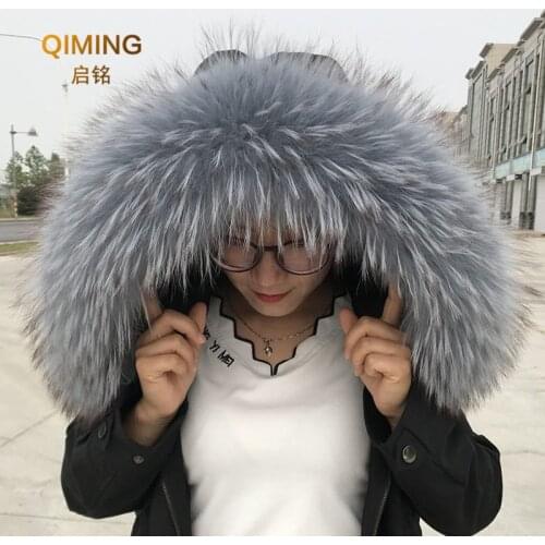 100% Real Raccoon Fur Collar Women Natural Fur Black Collar Real Fur Shawl Raccoon Scarfs Fur Winter Scarf Woman Scarves Luxury