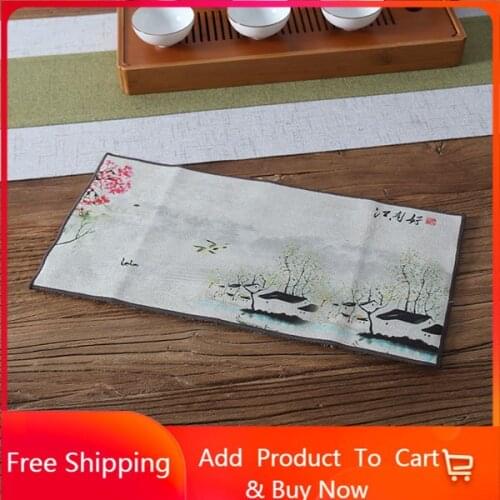 High-end Tea Towel Painted Thick Tea Towel Super Absorbent Tea Towel Accessories Raising Pot Towel Tea Table Professional Rag
