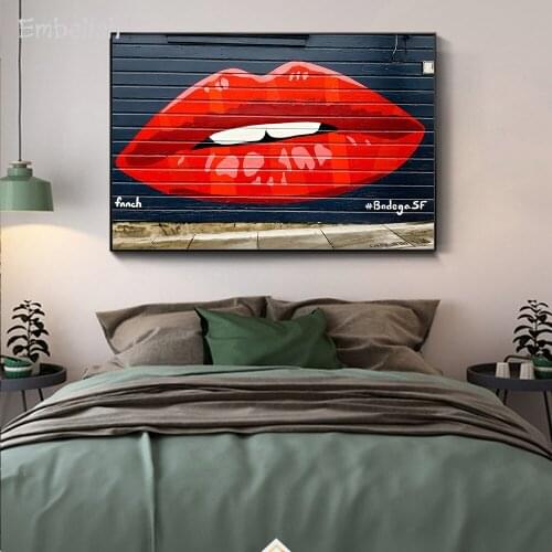 1 Pieces Sexy Red Lip On The Wall Modern Home Decor Pictures For Living Room HD Prints On Canvas Oil Paintings Graffiti Artwork