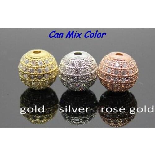10mm gh4 Ball bead spacer findings Boutique Micropave Round Shape Beads, Zircon micro inlay Beads,Brass Zircon bead crystal