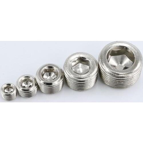 10pcs 1/8" 1/4" 3/8" 1/2" 3/4" 1" Iron Male Thread Flat Pipe Plug Hex Socket Head Pipe Connector Coupling Adapter