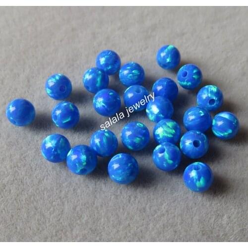 100pcs/lot 4mm Round Opal Beads OP05 Dark Blue Round Ball Cut Opal Full Drilled Synthetic Round Fire Opal Beads