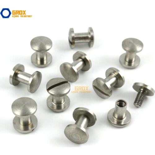 20 Set 8*6mm 304 Stainless Steel Rivet Chicago Screw for Leather Craft Cambered Head