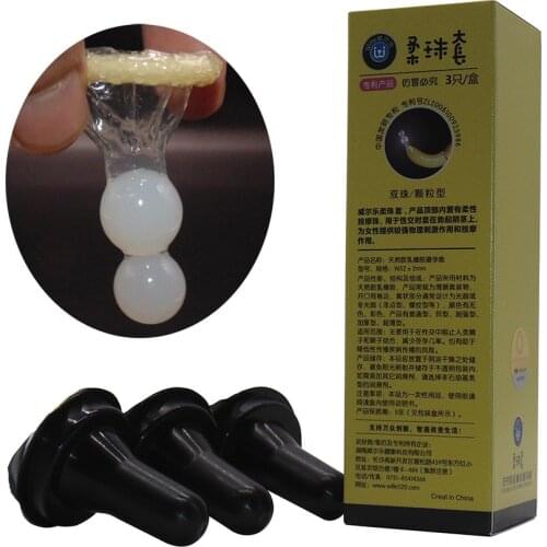 3Pcs/Pack New Two Soft Gel Bead with Super Full Dot G Spot Condoms Adult Products Sex Toys for Men