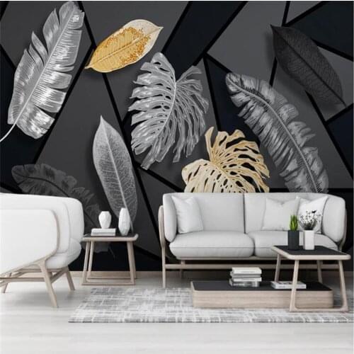 Milofi custom 3D photo mural wallpaper Nordic modern minimalist light luxury plant leaf geometric TV background wall mural wallp