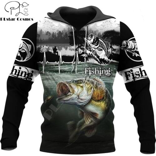 3D Printed Recreational Fishing Animal Hoodie Harajuku Sweatshirt Streetwear hoodies Unisex Casual jacket Tracksuits KJ098