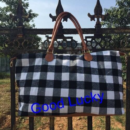 50pcs/lot Personalize New hot selling large travel plaid weekender bag checked women duffle bags buffalo plaid handbags