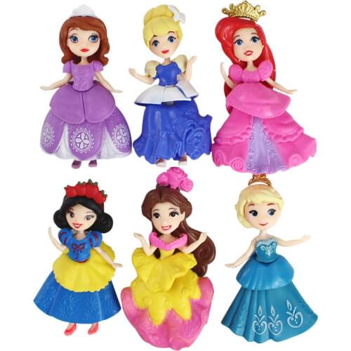 8cm 6pcs/Lot Q Posket Princess Figure Toys Snow White Belle Sofia Tangled Elsa Cinderella Sleeping Beauty Model Dolls