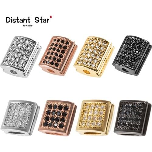 9.1*9.1/9.2*9.2/8.6*10/8.8*11.2mm High Quality Micro Pave Zircon Rectangular Bracelet Flat Spacer Beads For DIY Jewelry Making