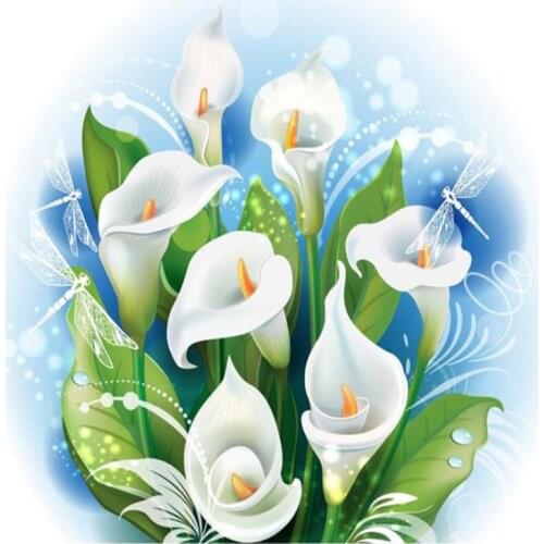 Full flowers diamond painting calla lily mosaic embroidery cross stitch rhinestone picture puzzle drawing wall decor craft gifts