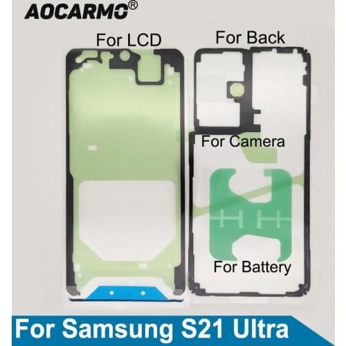 Aocarmo For Samsung Galaxy S21 Ultra S21U Front LCD + Back Cover Waterproof Adhesive Sticker Glue