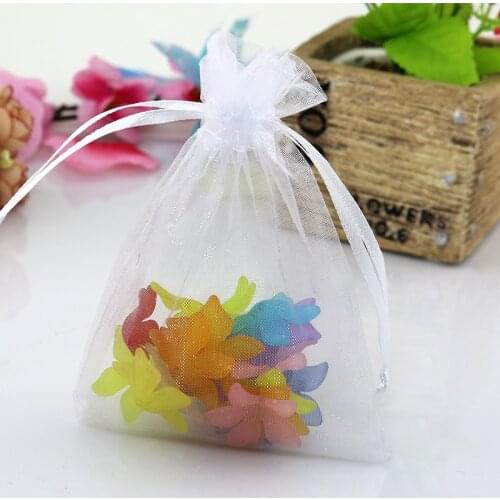 Hot Sale 500pcs/lot White Organza Bag 13x18cm Wedding Favors Candy Gift Jewelry Packaging Bags Cute Drawstring Gift Bag Pouches