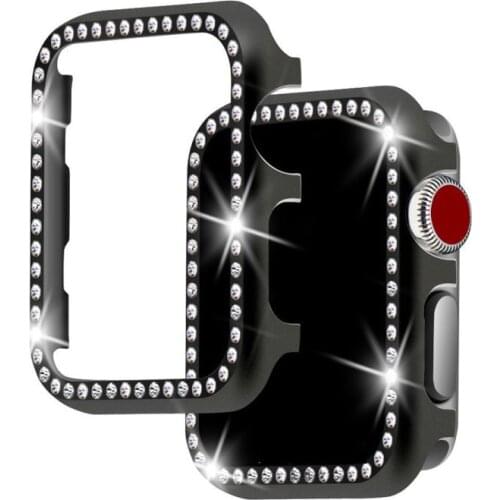 Bling hard case For Apple watch cover Diamond band series6 Aluminum alloy Frame bumper For iwatch SE 4 3 2 1 Protective shell