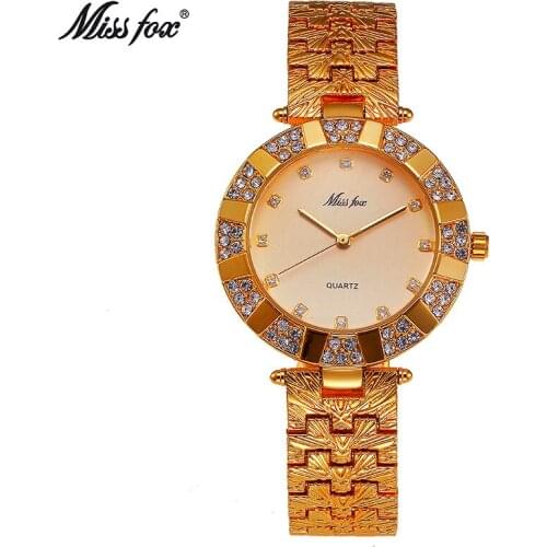 MISSFOX Women Watches Luxury Brand Fashion Casual Ladies Watch Women Quartz Diamond Geneva Lady Bracelet Wrist Watches For Women