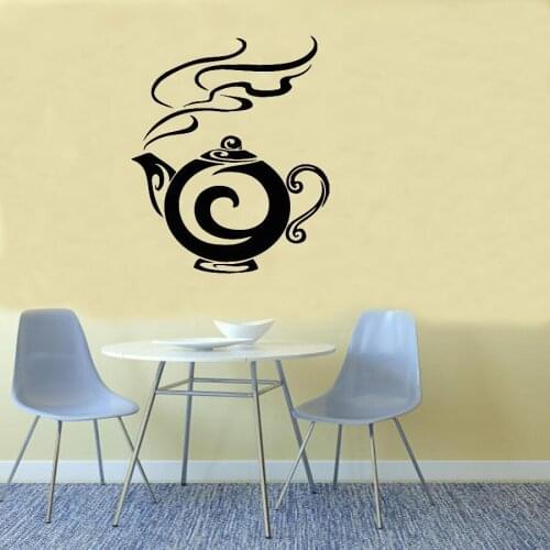 Teapot Tea Kitchen Cafe Home Decor Wall Sticker Art Murals Removable Self-Adhesive Wall Decals Poster Window Door Decoration