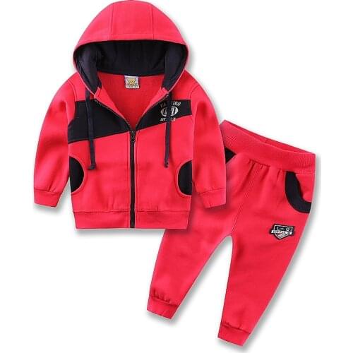 Children fleece zipper jacket+cotton pants 2 pieces/lot Hoodie clothing outfits for 3 to 7 years old boys