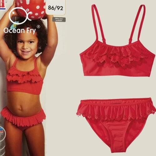 Baby New Swimwear Summer Girls Bikini Girls Split Two-Pieces Swimsuit Childrens High Elasticity Swimwear Red Bikini Wholesale