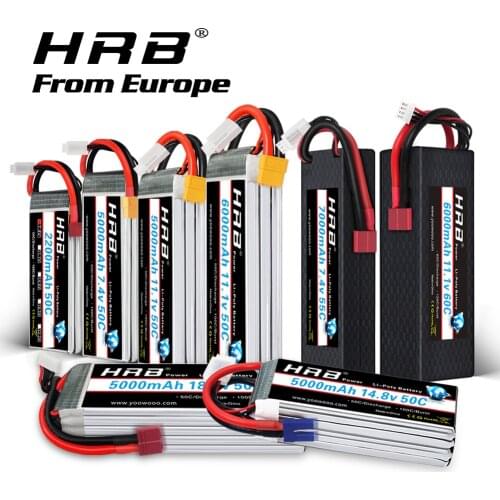 Eruope Warehouse HRB Lipo Battery 2S 3S 4S 6S 3300mah 2200mah 5000mah 6000mah 4000mah 7000mah with XT60 T EC5 plug for RC Car