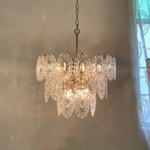 French Light Luxury Bedroom Crystal Chandelier Retro Glass Dining Room Lamp Nordic Modern Living Room Chandeliers Lamp