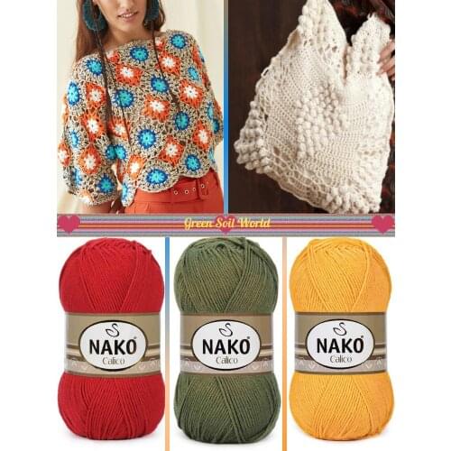 Cotton Yarn - 32 Color Options 245 Meter (100gr) Hand Knitting Yarn Top - Nako Calico - Cotton - Vest - Multicolor - Cardigan - Sweater - Hobby - Premium Acrylic - Blouse - Dress - Home textile - DIY