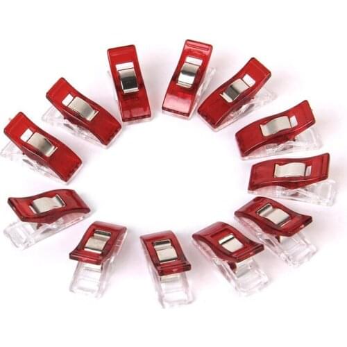 JX-LCLYL 50pcs Red&White Wonder Plastic Sewing Knitting Clips Clamps DIY Craft Crochet