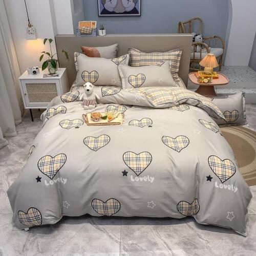 Heart-Shaped Multiple Colors Printed Bedding Set Include Duvet Cover Bed Sheet Pillowcase Twin Full Queen King Size
