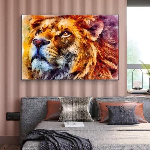 Colorful Lion Abstract Art Paintings on the Wall Art Posters and Prints Graffiti Art Of Lion Modern Art Pictures Home Decoration