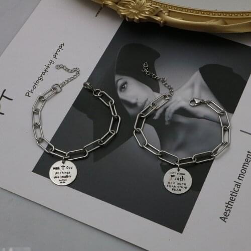 Cross Punk Bracelet Multi Double Layer No Fading Titanium Steel Bangle Bracelet for Women Jewlery Chain Link Gift Pulseras Mujer