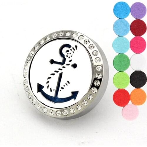 Crystal Stainless Steel Perfume Locket Aromatherapy/Essential Oil Diffuser Locket Brooches For Women Fashion Brooch Pins Jewelry