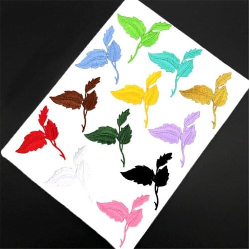 Maxsin 10 Pcs/lot Color Leaf Embroidery Cloth Stickers Flower Patches Iron On Clothes Decoration Applique DIY Garment Accessory