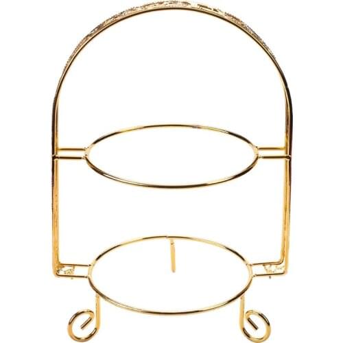 Metal Cake Stand Double-Layer Arch-Shaped Golden Fruit Dessert Rack Wedding Birthday Party Decoration Cupcake Stand