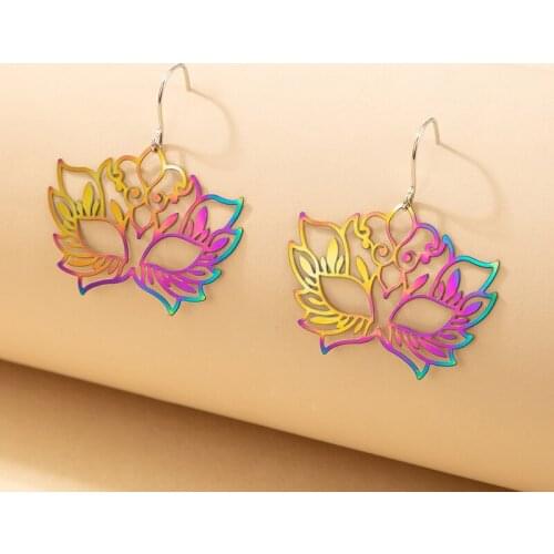 Docona Trendy Colroful Hollow Flowers Face Drop Dangle Earrings for Women Gothic Geometric Girls Party Jewelry серьги 18384